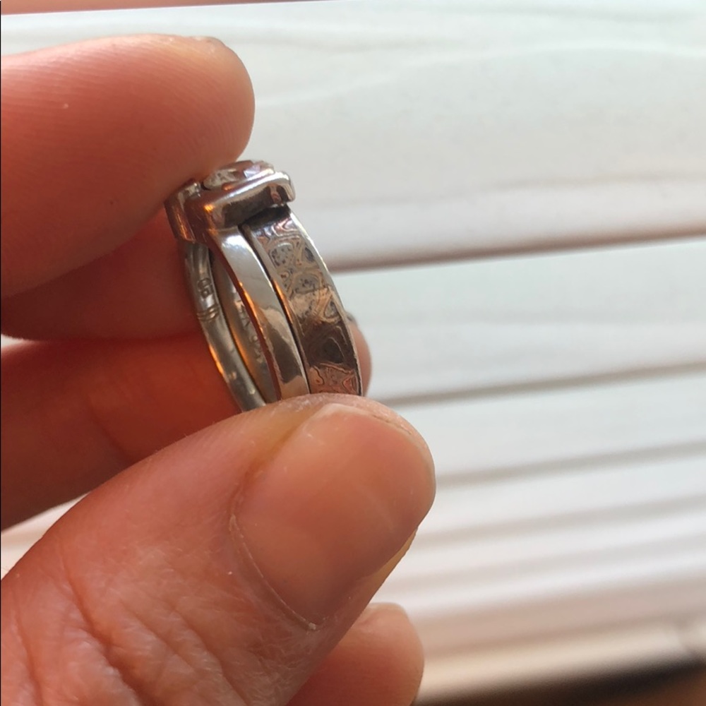 Mokume Solitaire Wedding Ring Set - image 2